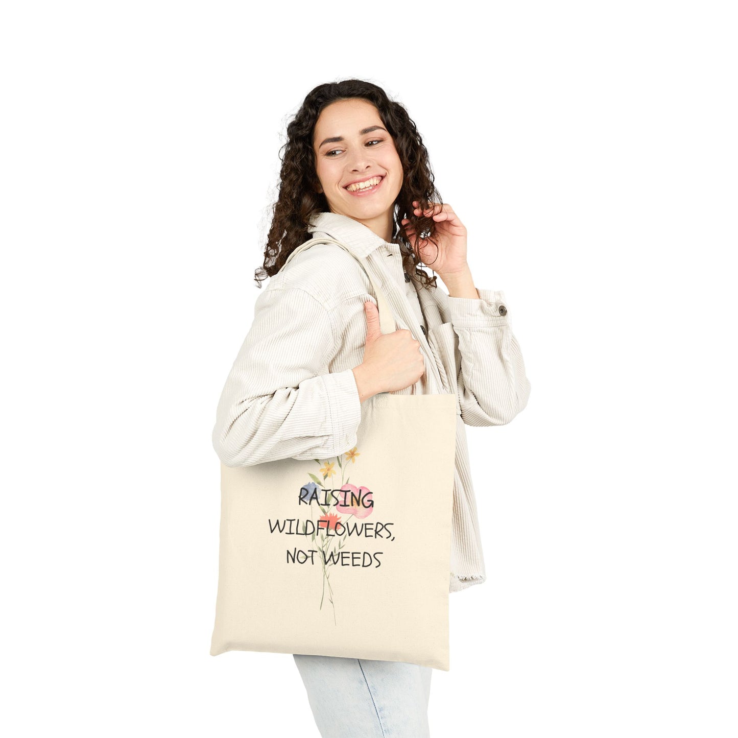 Raising Wildflowers Tote Bag | Eco-Friendly Cotton Bag, Gardening Gift, Boho Style, Floral Tote, Sustainable Shopping Bag